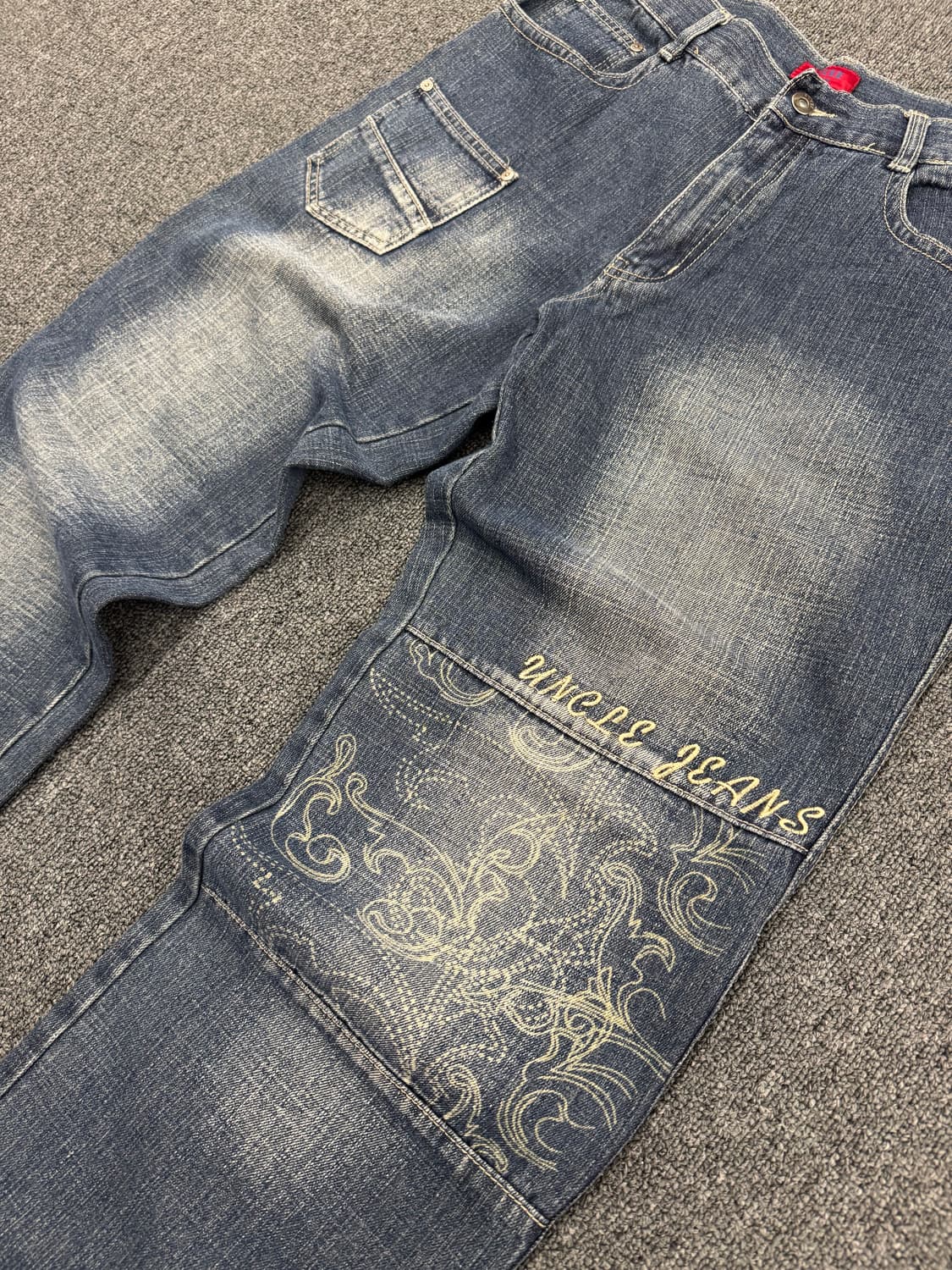 2L) UNCLE 빈티지 y2k 자수 프린팅 힙합팬츠 상품이미지2