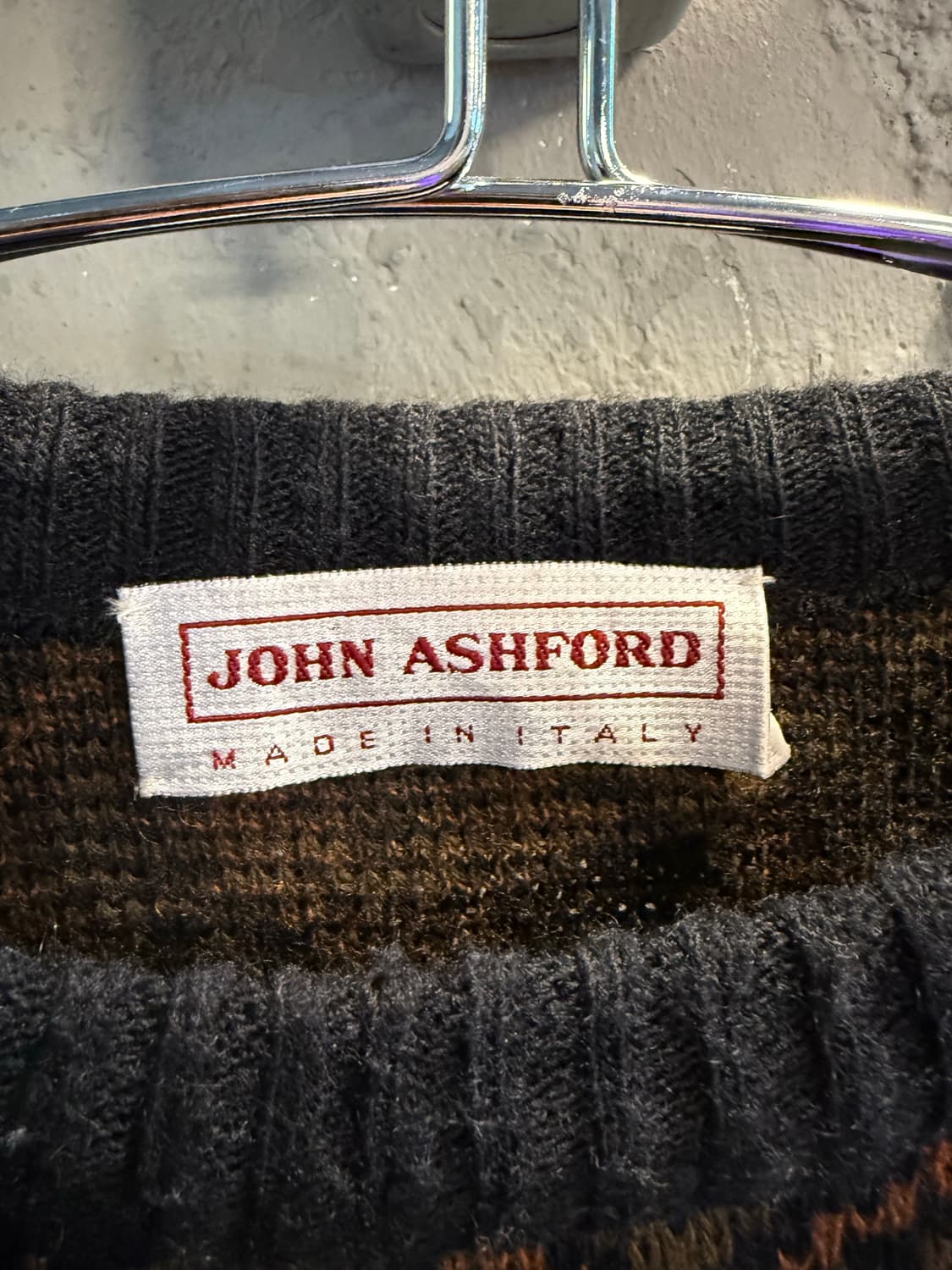 존 애쉬포드 이탈리아 페이즐리 자카드 울 니트 브라운 XL 상품이미지5