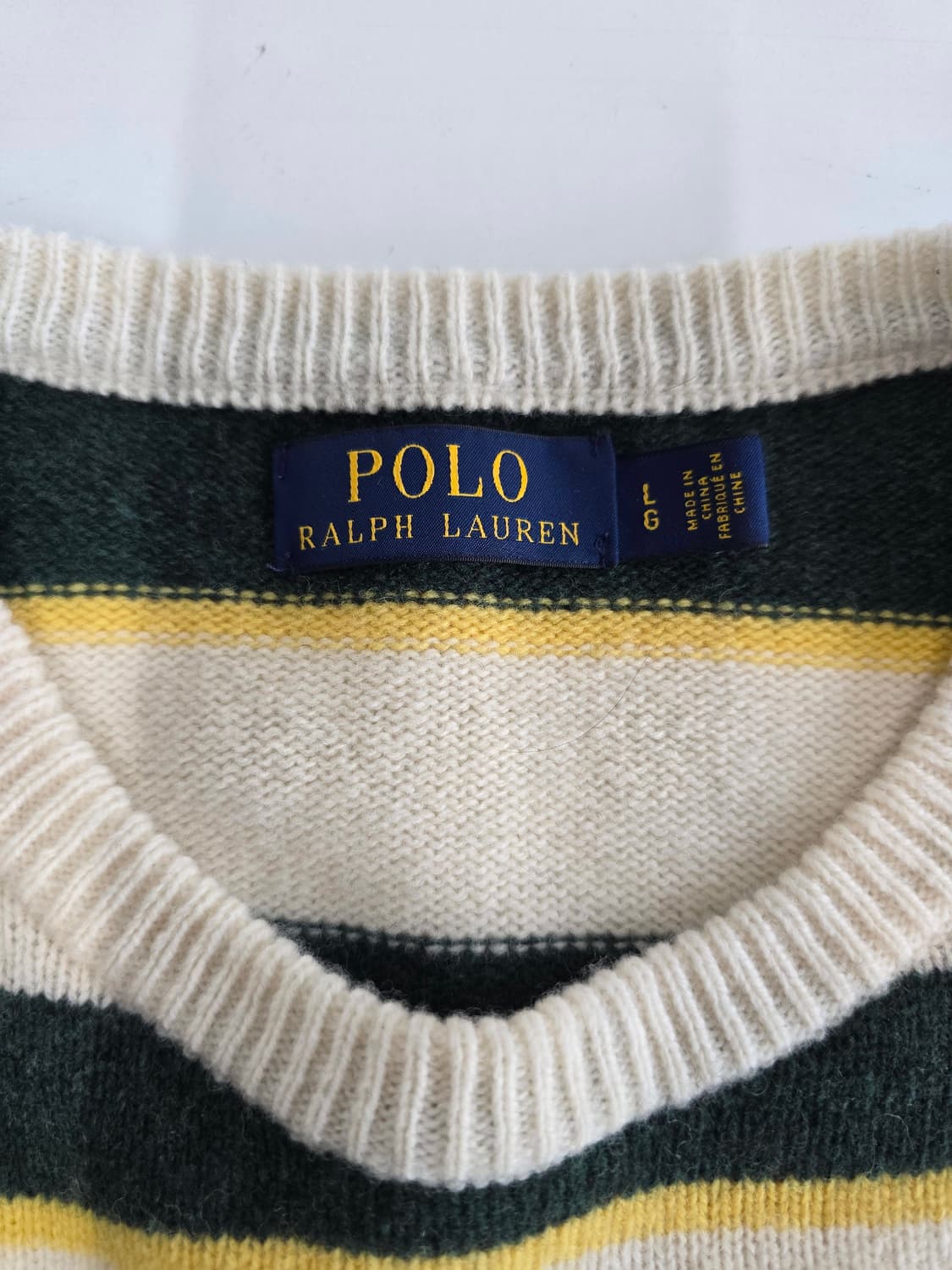 폴로 랄프로렌 스트라이프 울 니트 그린/아이보리 LG 상품이미지3
