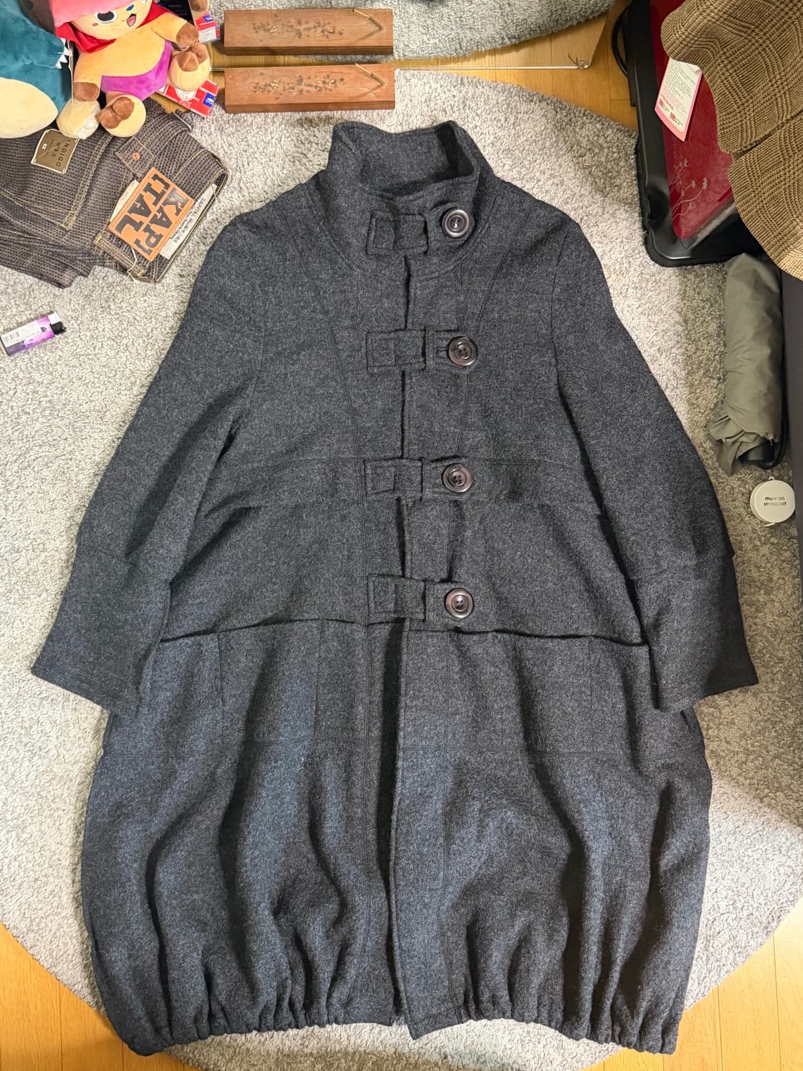 일본 빈티지 빅 버튼 울 코트 상품이미지1