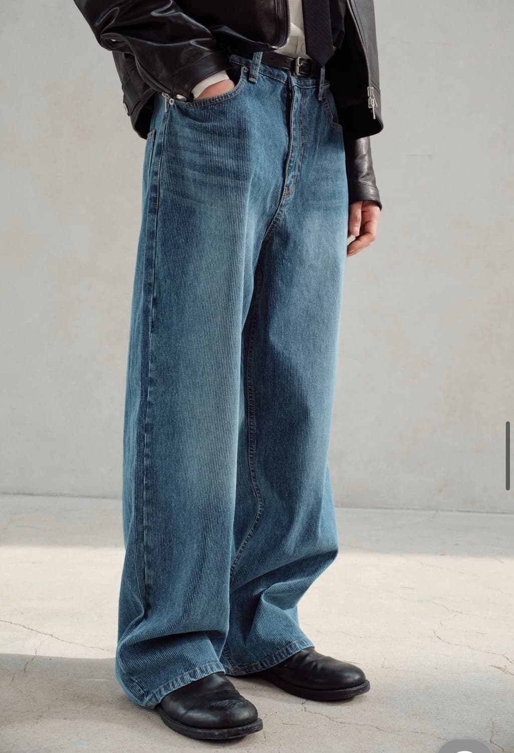 다이브인 루즈 와이드 데님 팬츠(ribbed blue) 상품이미지2