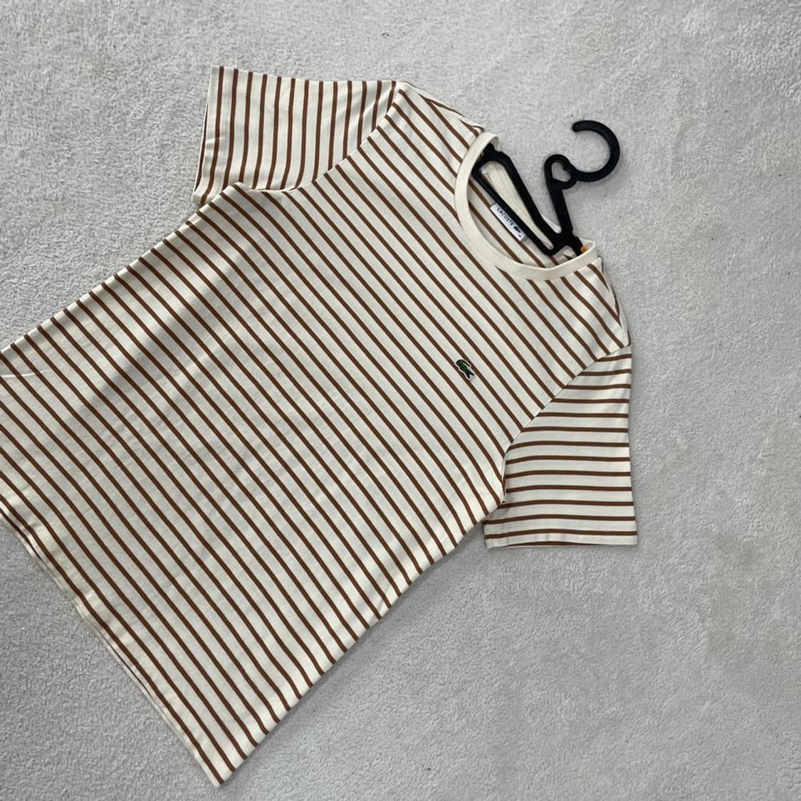 95 라코스테 여성 스트라이프 반팔티 M 상품이미지3