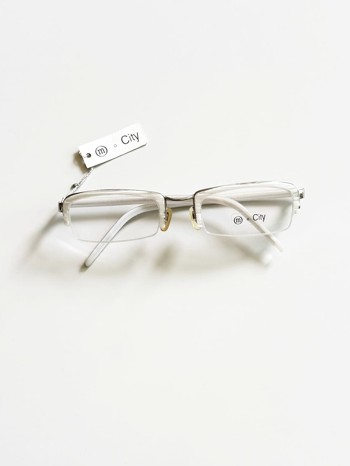 M CITY 클리어 반무테 스퀘어 프레임 빈티지 안경 상품이미지1