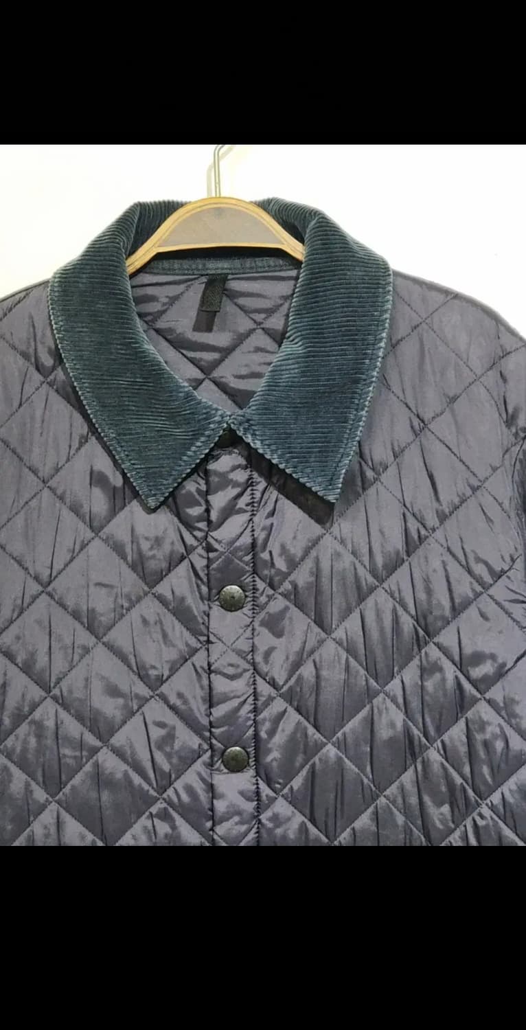 (XL) 바버 퀼팅자켓 네이비 누빔점퍼 코듀로이 카라넥  상품이미지2