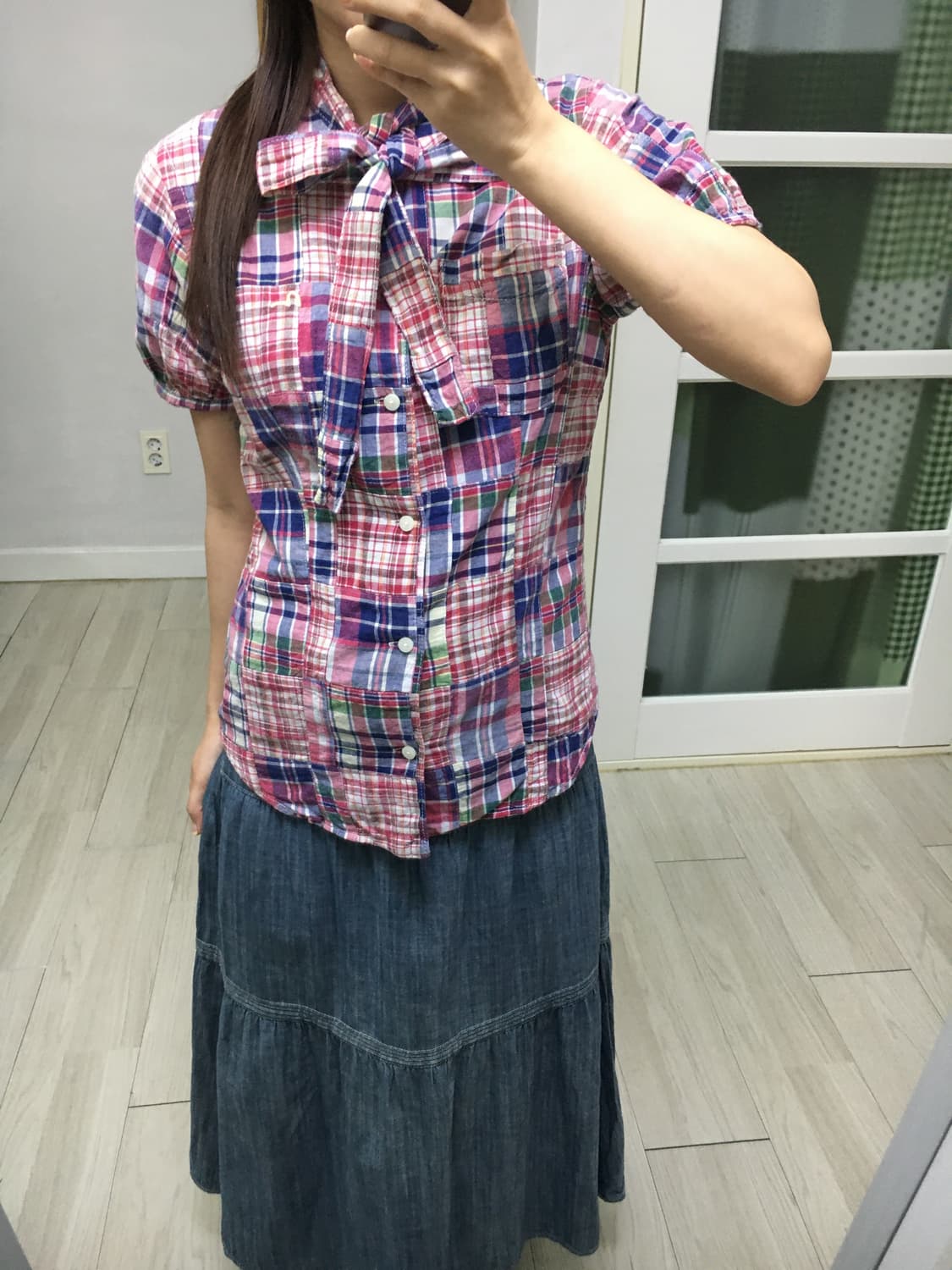 체크 타이 패치워크 셔츠 상품이미지4