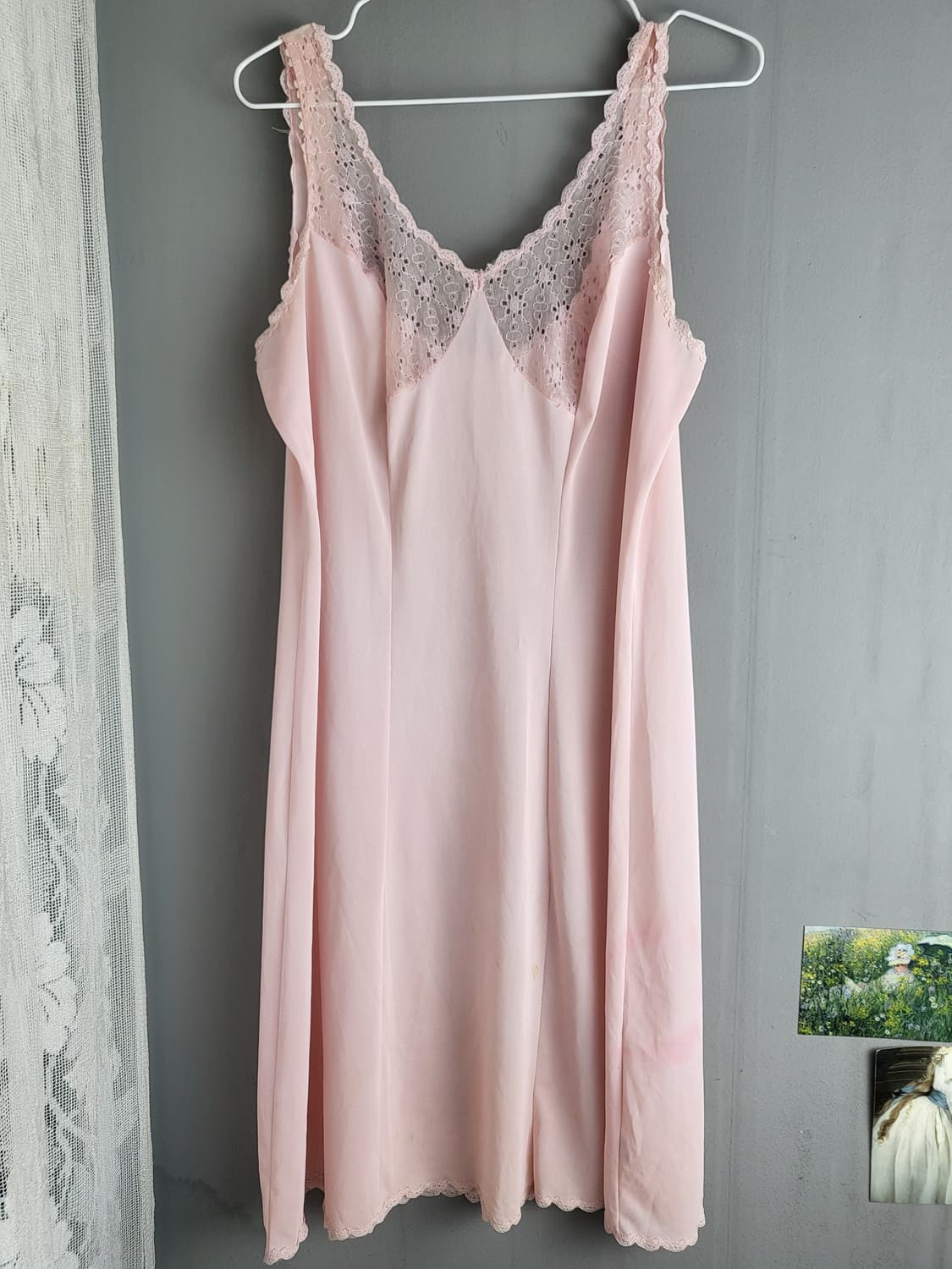 B급 빈티지 베이비핑크 레이스 슬립 드레스 상품이미지2