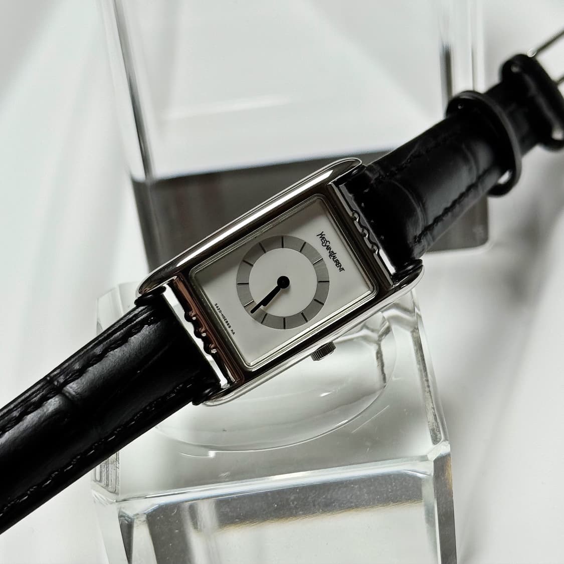 80's90's 빈티지 YSL 이브생로랑 미니멀 스퀘어 탱크 실버 워치 상품이미지2