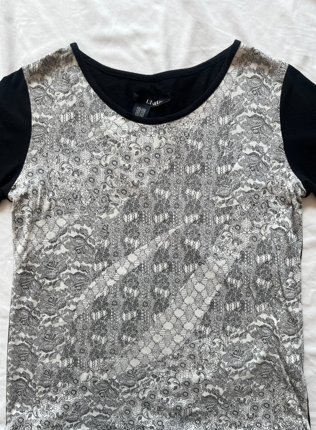 요지 야마모토 리미 푸 레이스 페이즐리 그래픽 반팔 티셔츠 상품이미지2