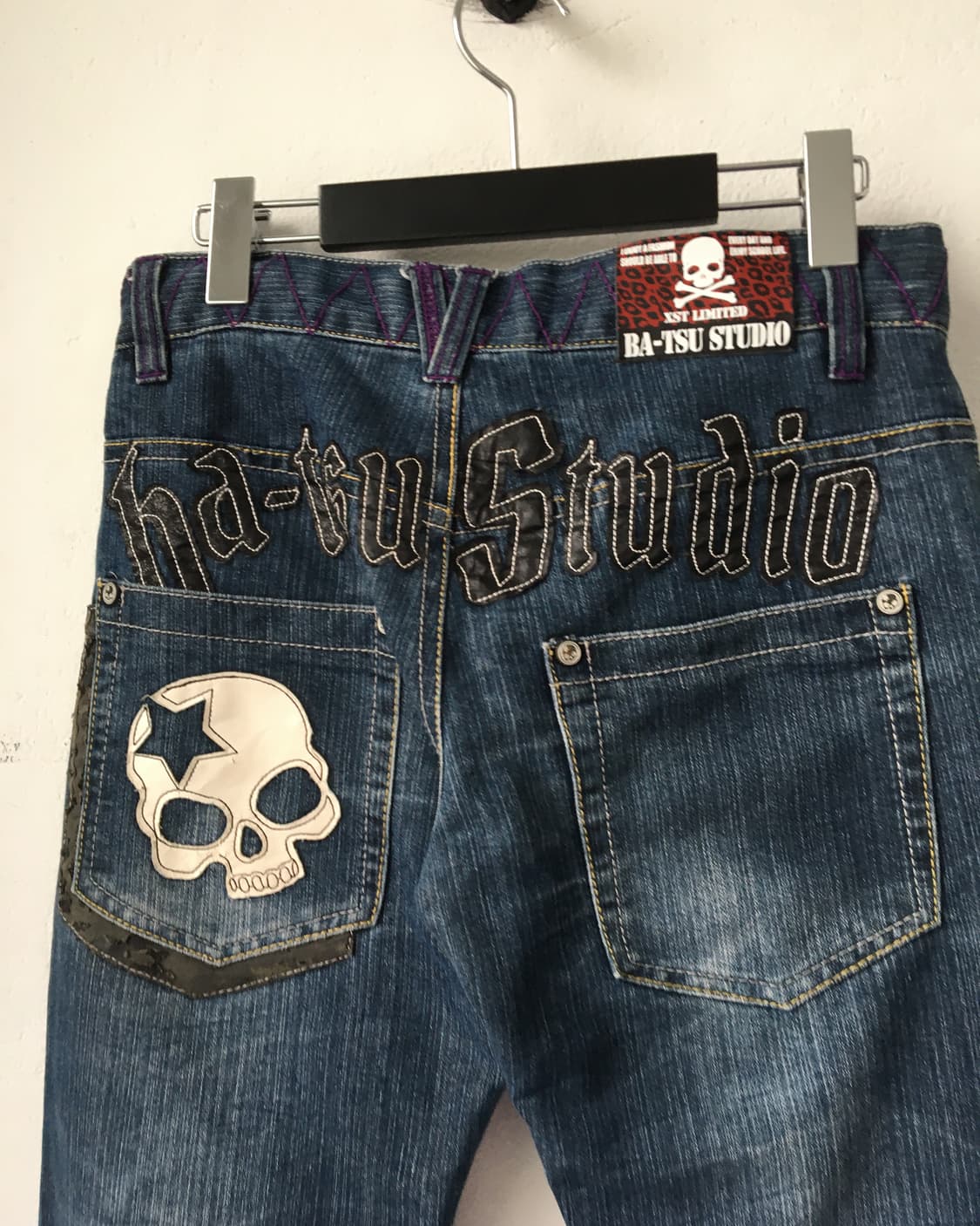 Batsu skull patch denim pants 상품이미지5