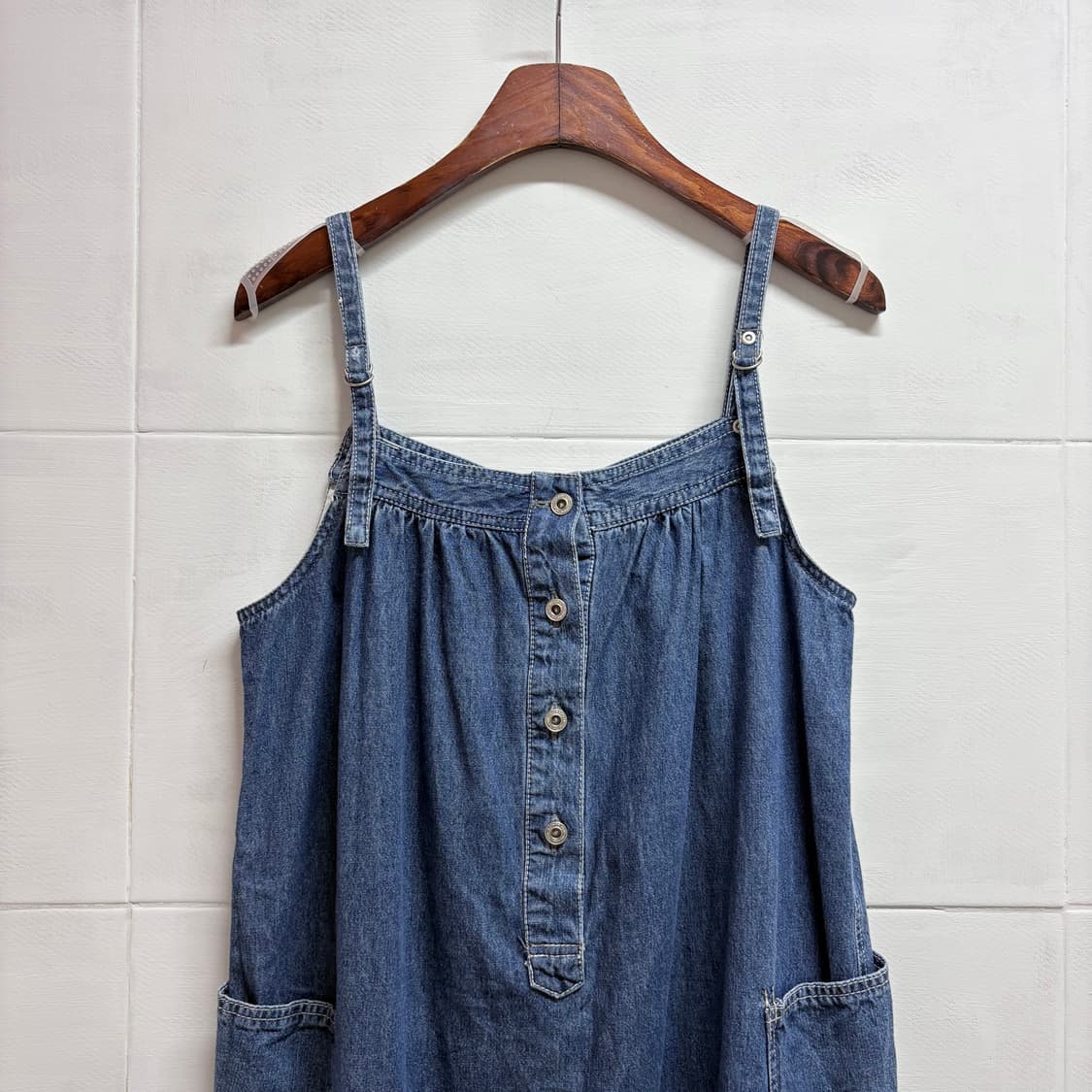 데님 모리걸 청멜빵 포켓 미디 원피스  JPN 상품이미지2