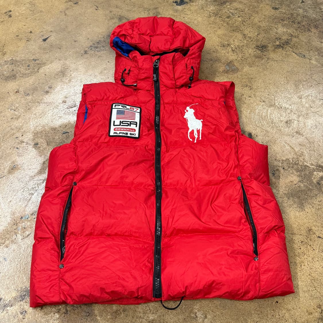 폴로 랄프로렌 레드 빅포니 USA 유에이 후드 패딩 조끼  상품이미지2