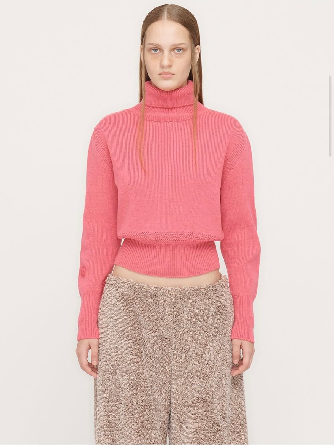openyy 리브드 터틀넥 니트풀오버 (핑크) 상품이미지5