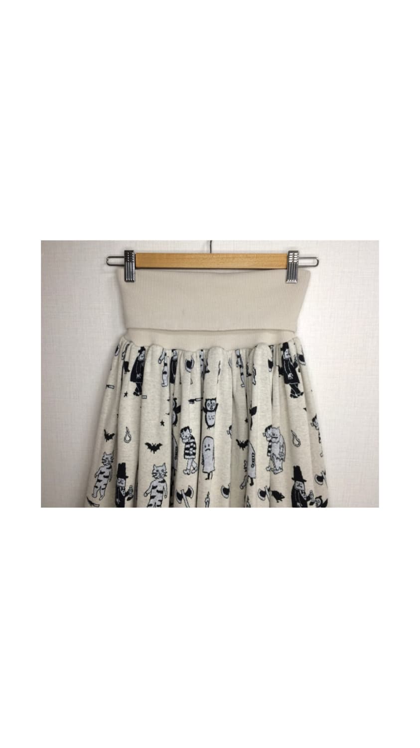 Ne-net 네넷냐 오트밀 프린팅 밴딩 스커트 상품이미지2