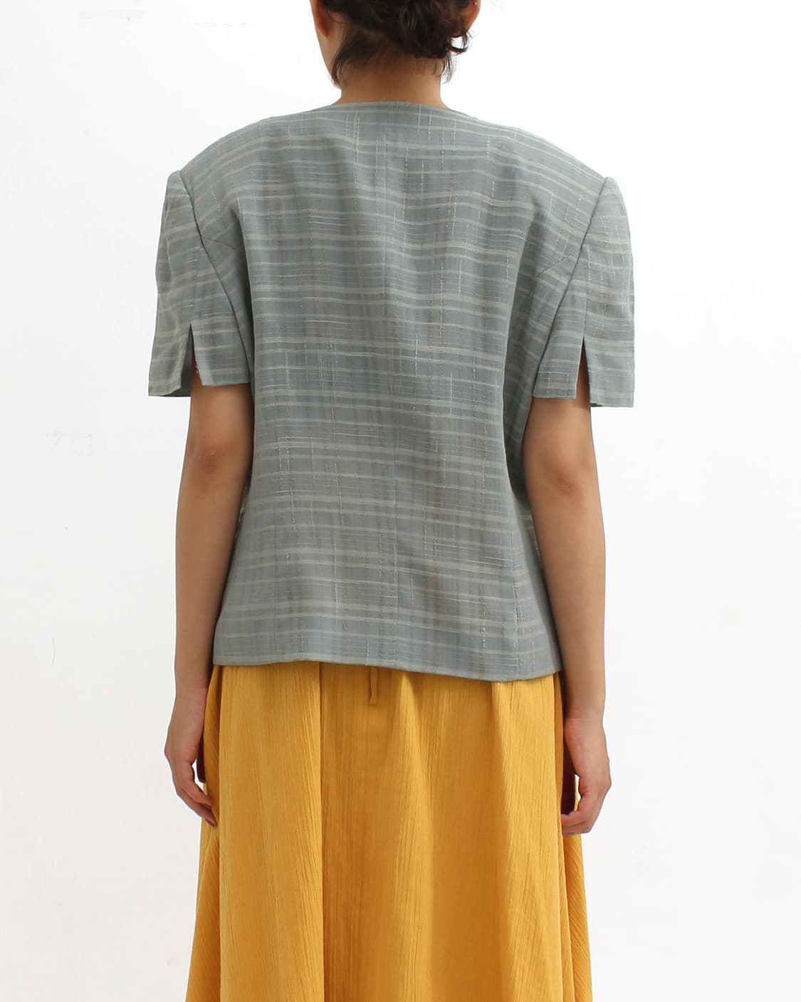 일본 빈티지 체크 인견 반팔 여름 자켓 상품이미지10