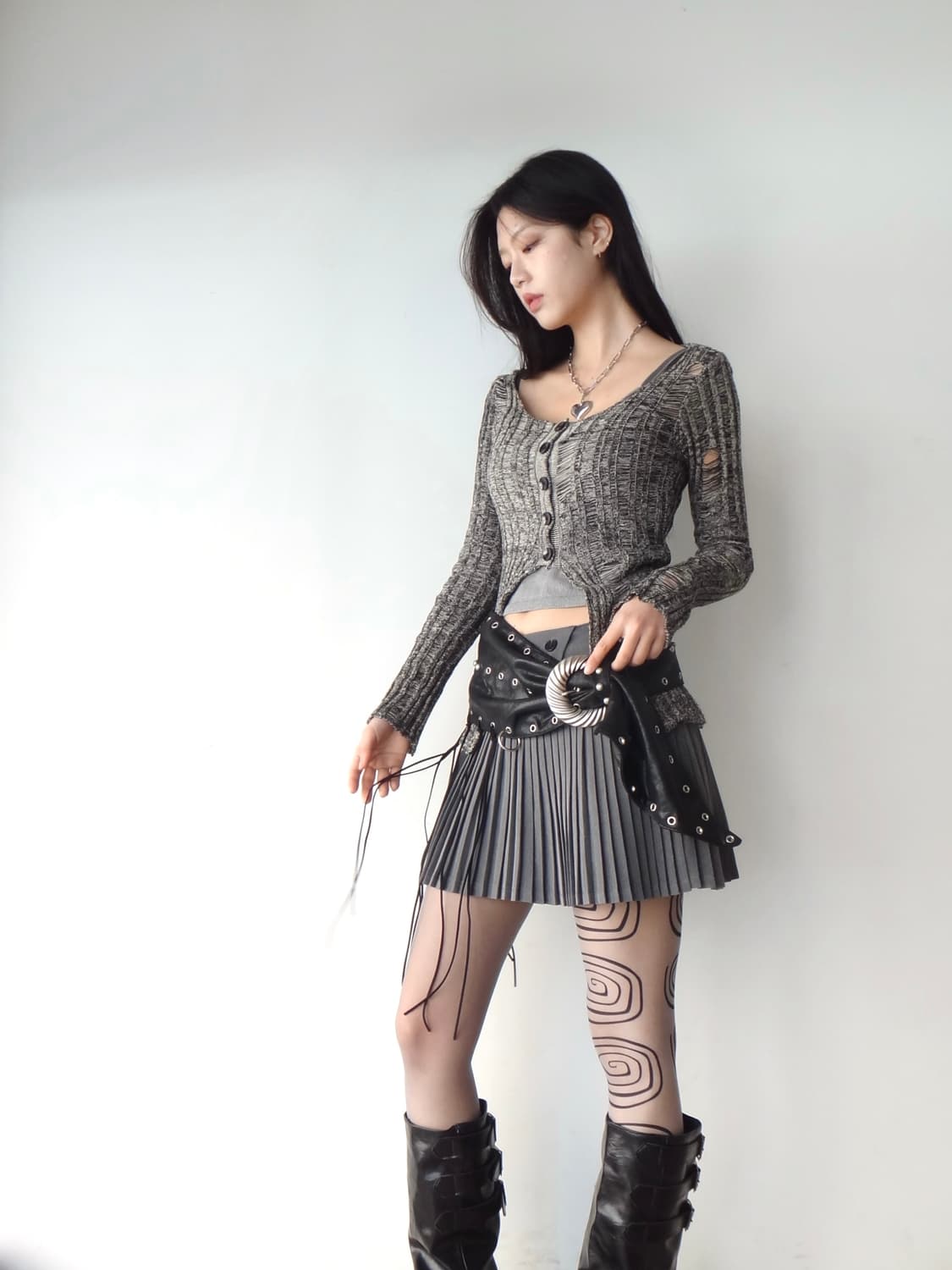 Grunge drop top / grey 상품이미지1