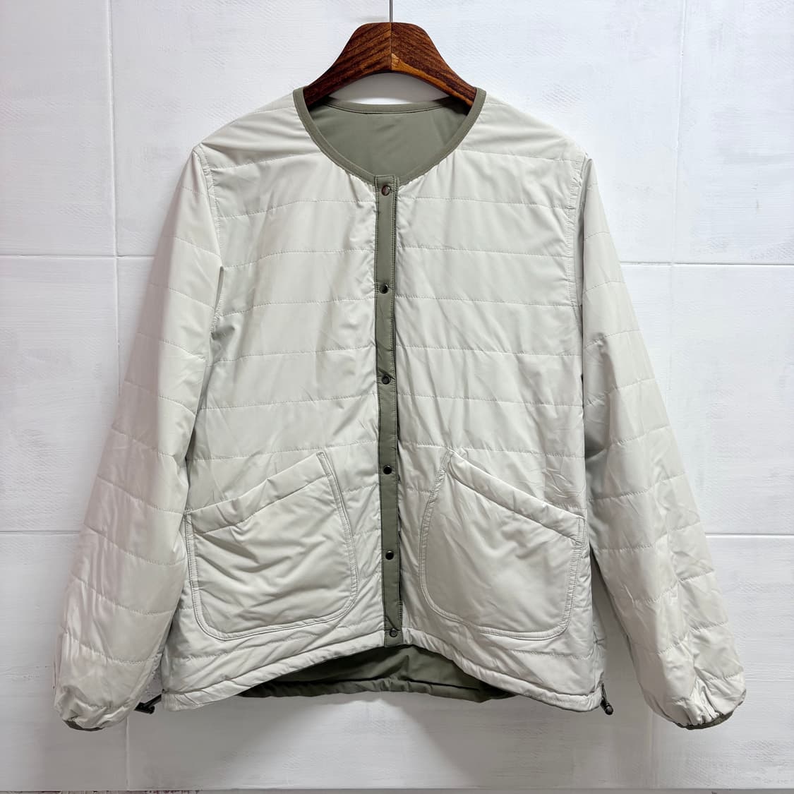 리버서블 카키 노카라 숏 경량 자켓 (JPN) 상품이미지7