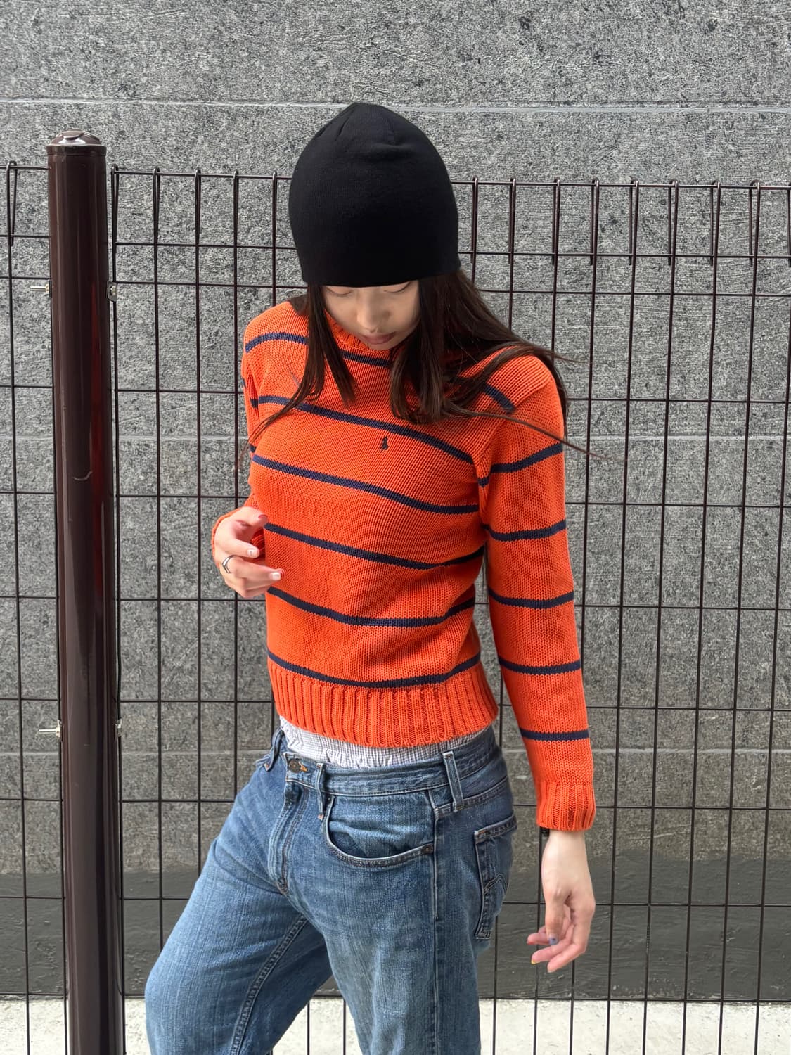 폴로 오렌지 스트라이프 니트 상품이미지2