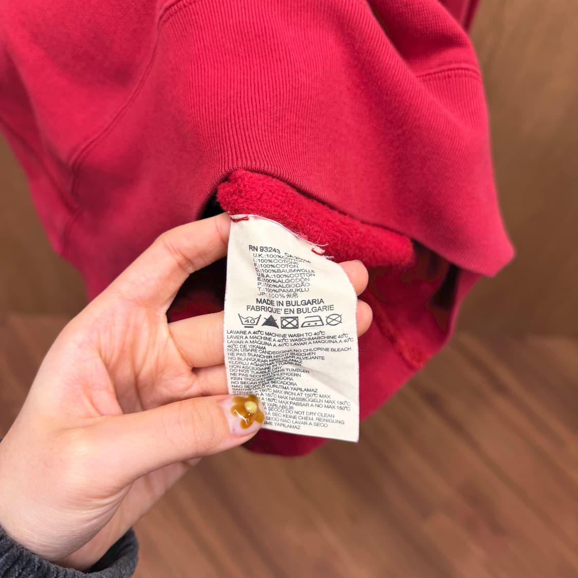 디젤 후드 스웨트 셔츠 빈티지 로고 워싱 프린트 디테일 레드 상품이미지7