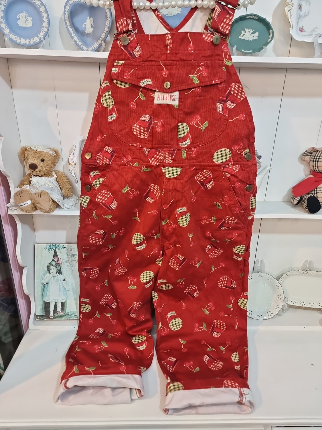 핑크하우스 레드 체리 멜빵바지 상품이미지4