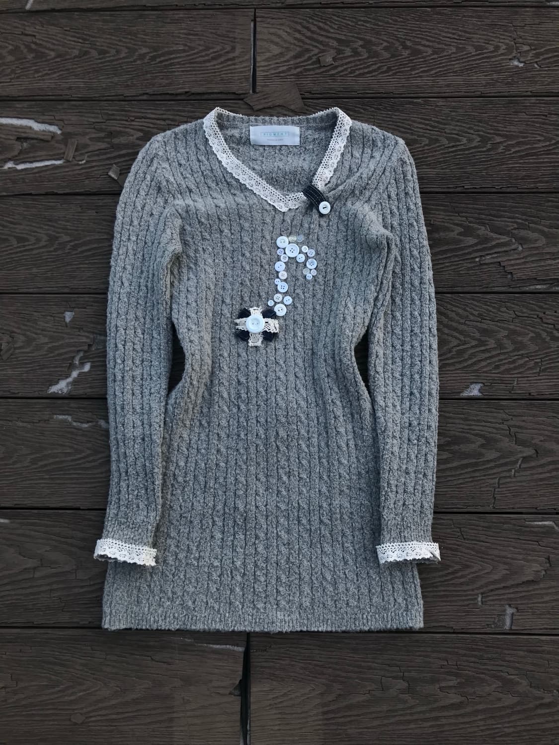 Musical Note Button Knit Dress 상품이미지3