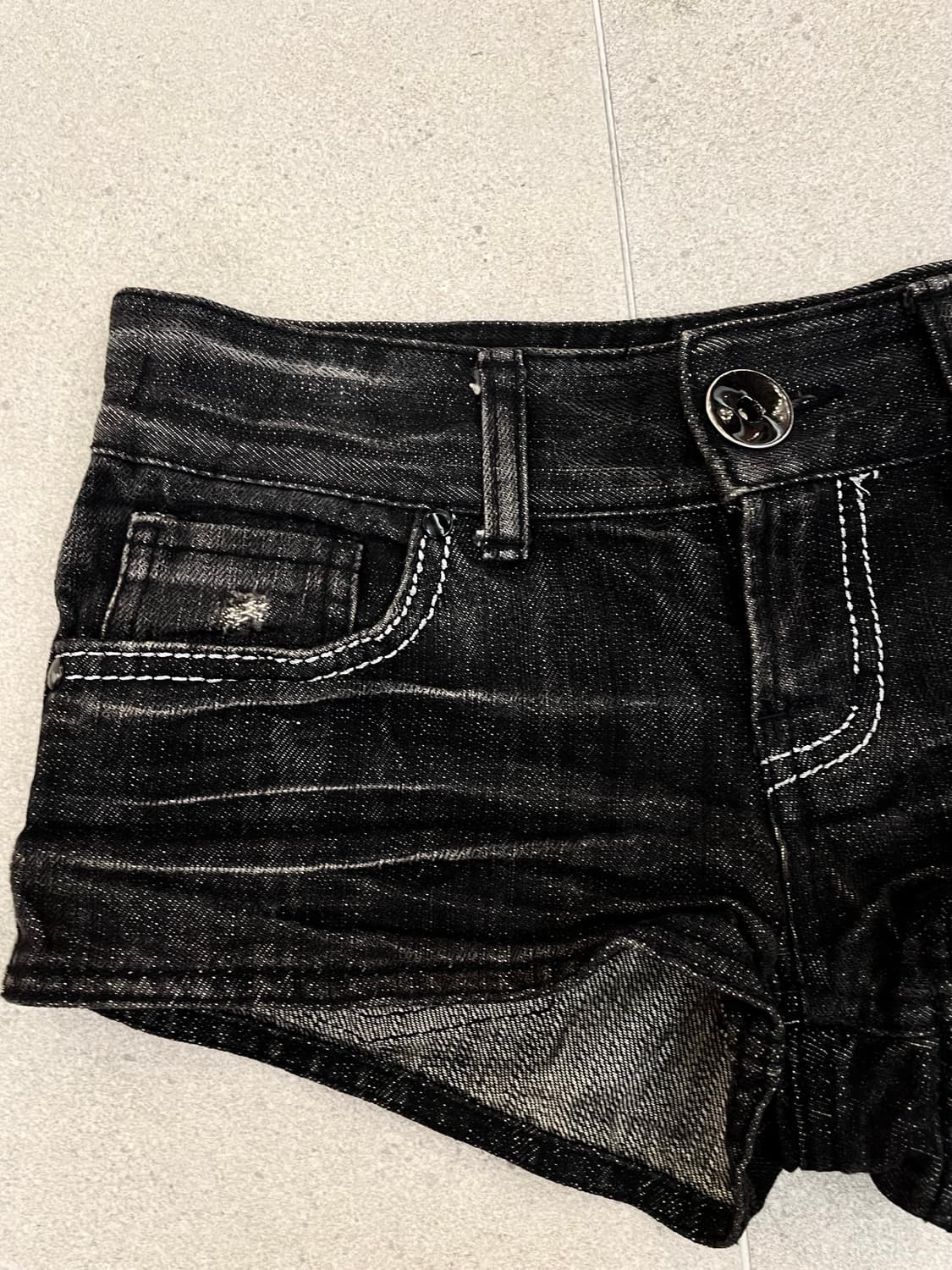 블랙 데님 숏팬츠 상품이미지3