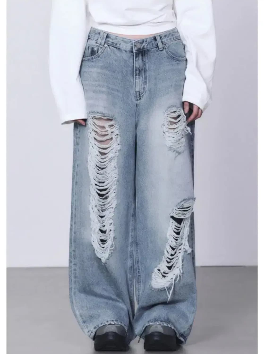 트리밍버드 스크래치 데미지 데님 팬츠 블루 상품이미지1