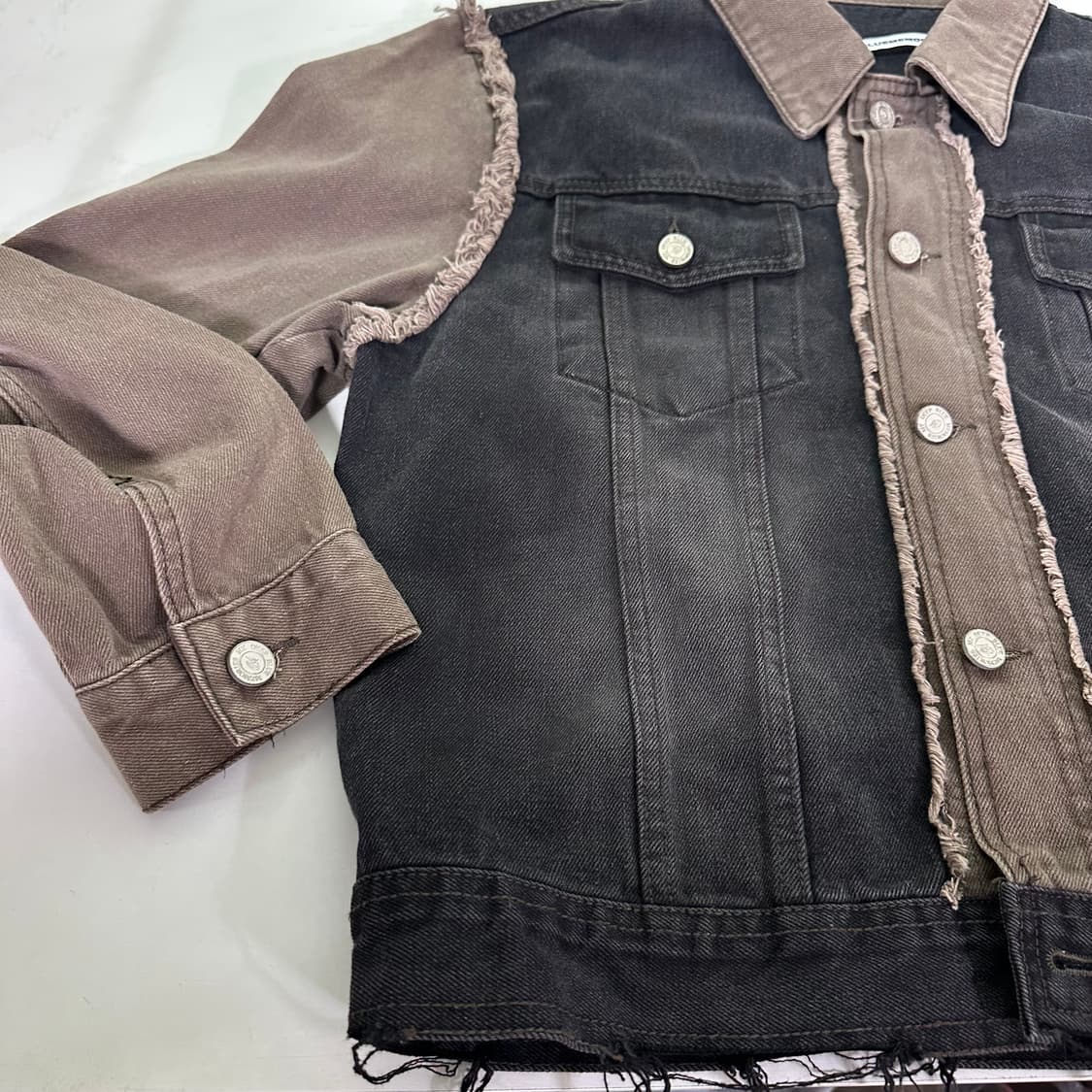 S 95 마이딥블루메모리즈 기본핏 배색 빈티지워시드 크롭 데님자켓 상품이미지2