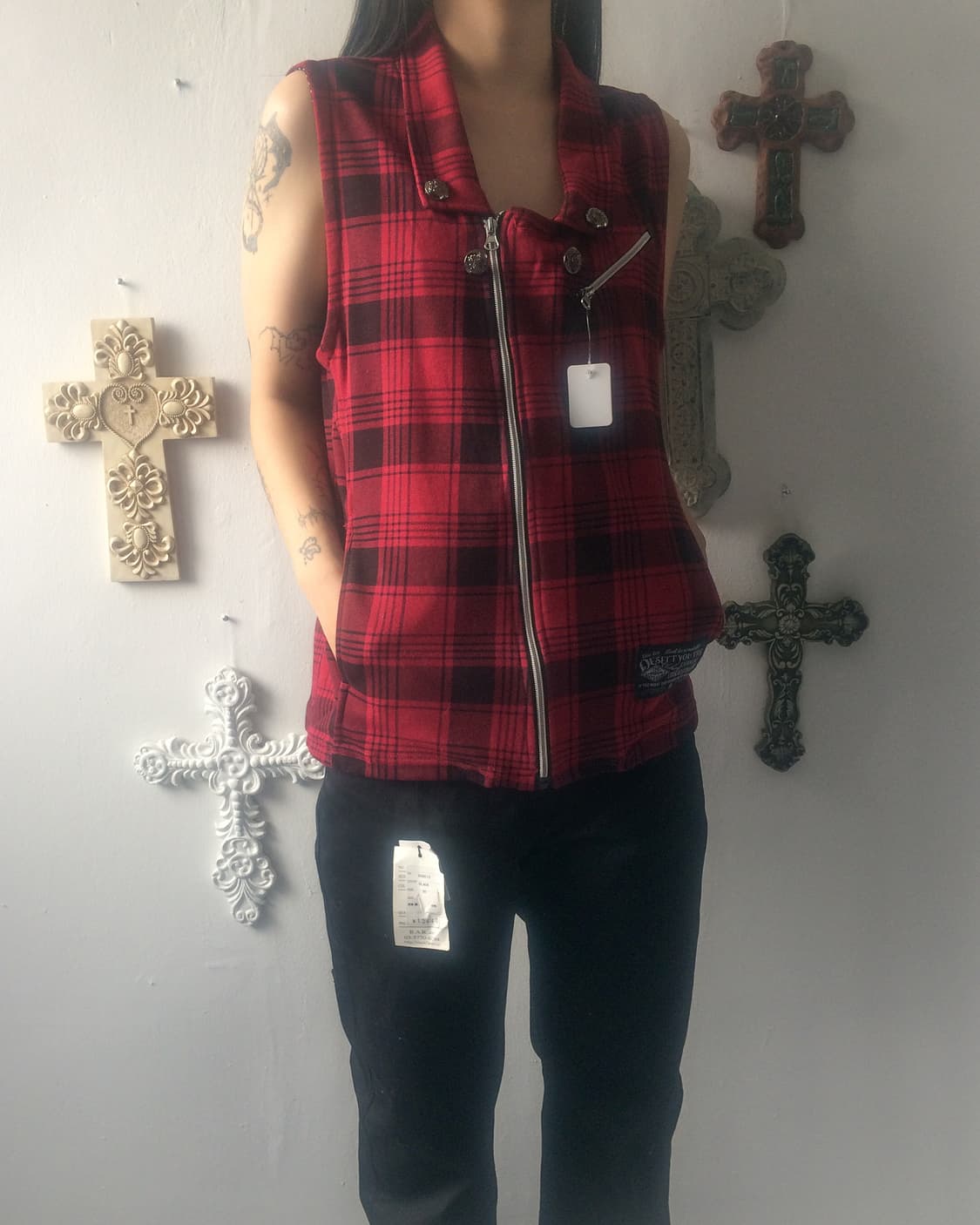 Check pattern rider vest 상품이미지5
