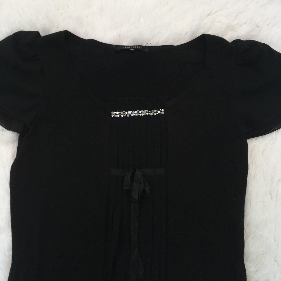 일본빈티지 prideglide 블랙 반팔 블라우스 상품이미지8