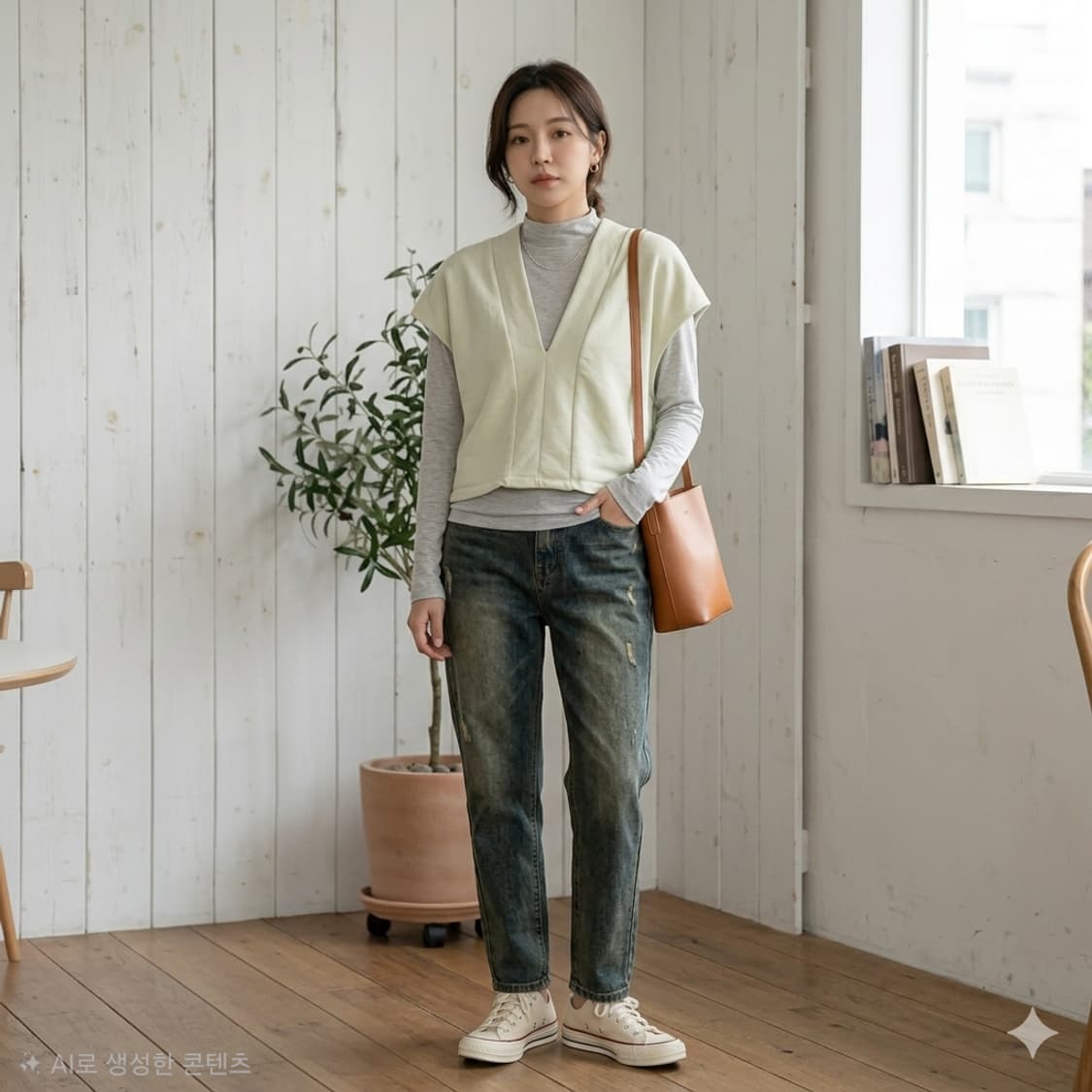 디그 에디션 V넥 크롭 스웨트 베스트 상품이미지1