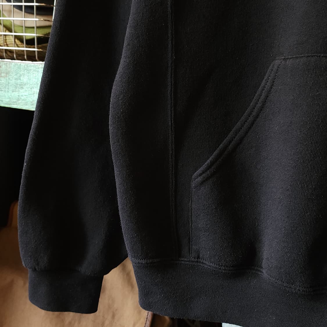 90s 러셀 후드 스웻셔츠 테슬라 미국 오리지널 빈티지 레터링 블랙 상품이미지6