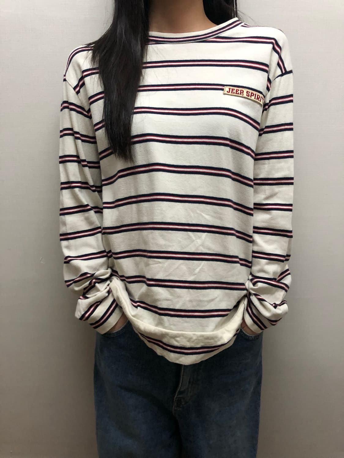 빈티지 지프 아이보리 스트라이프 티셔츠 상품이미지1