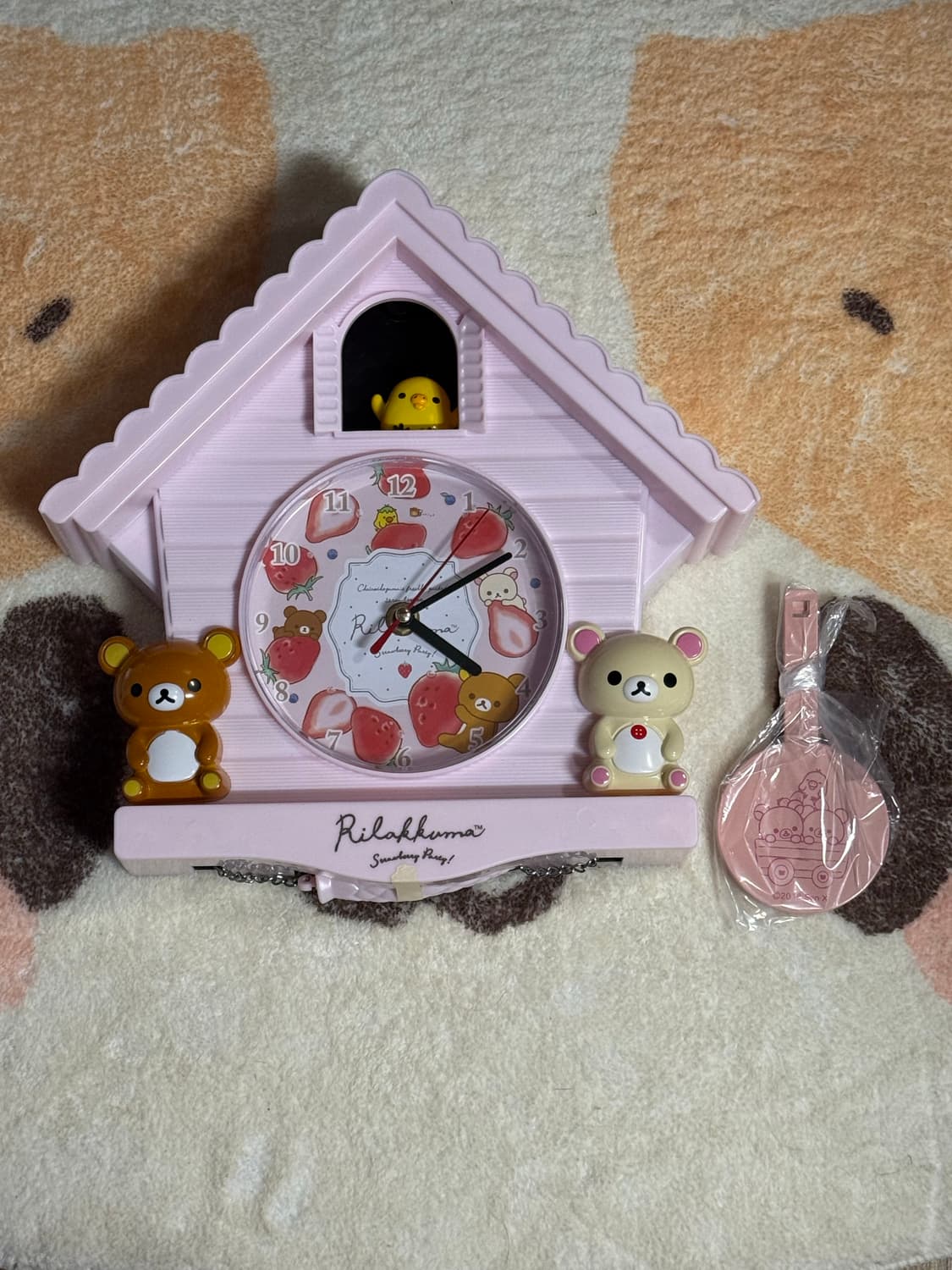 희귀 고전) 리락쿠마 스트로베리 딸기 파티 벽시계 상품이미지1