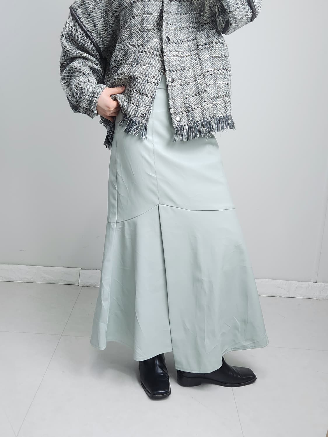 머메이드 레더 스커트 상품이미지2