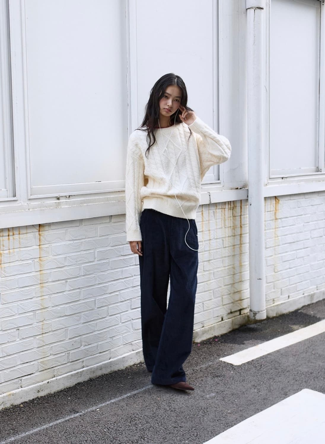 미치코런던 FISHERMAN CABLE WOOL KNIT CREAM 상품이미지7