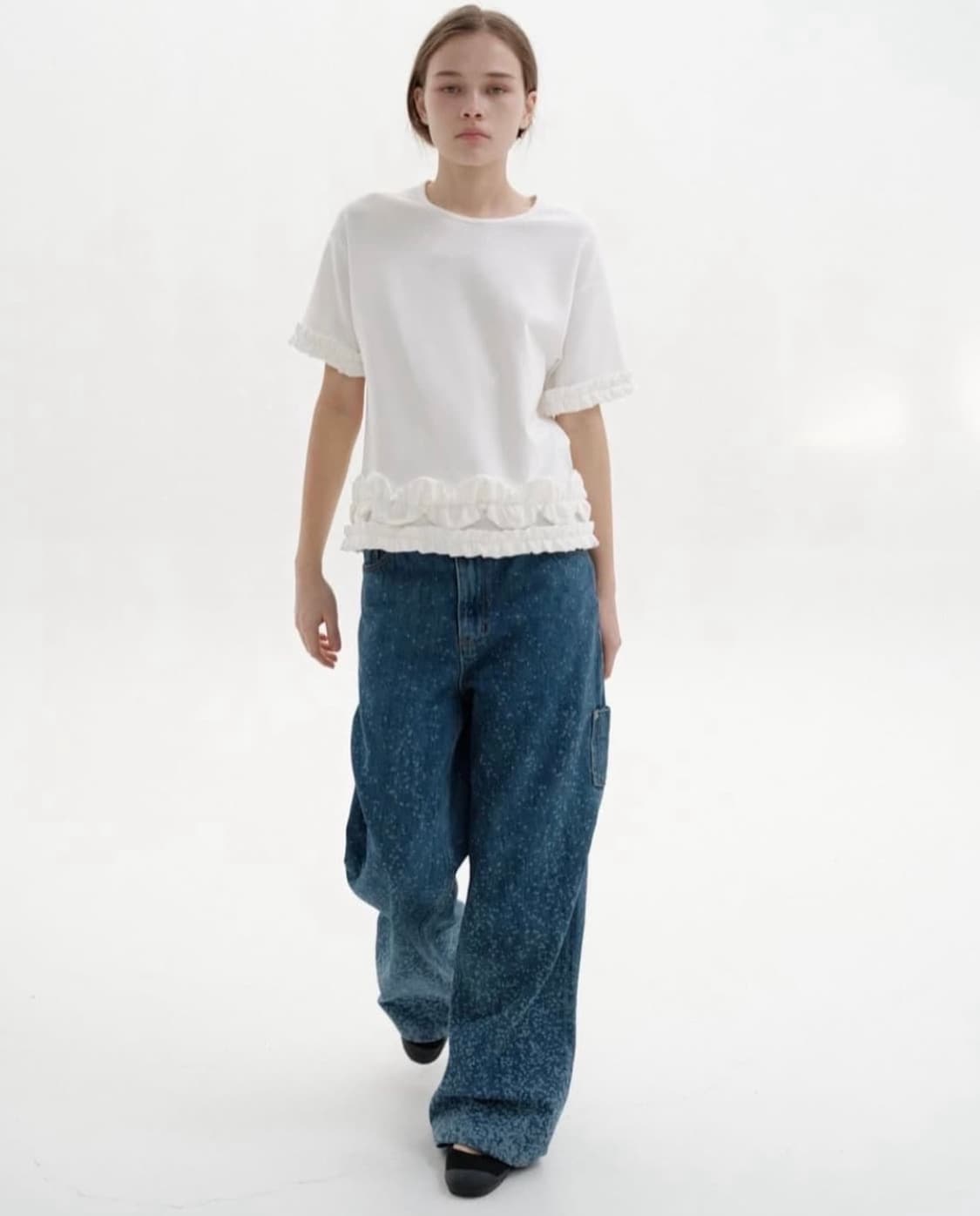 코스모스 러플 반팔 티셔츠 M 상품이미지2