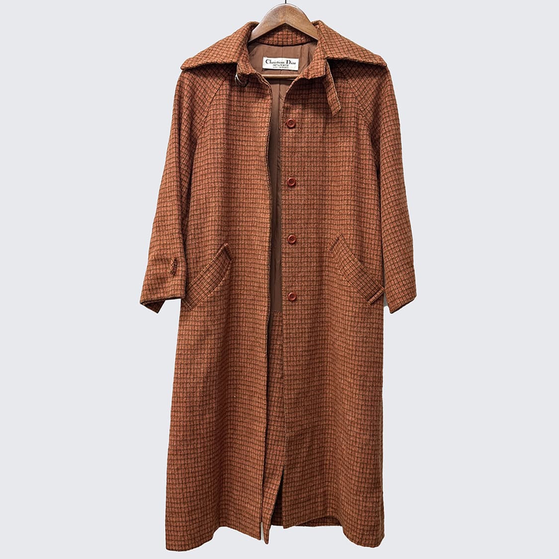 크리스챤 디올 프레따 뽀르떼 울 체크 코트 여성 레어템 상품이미지1