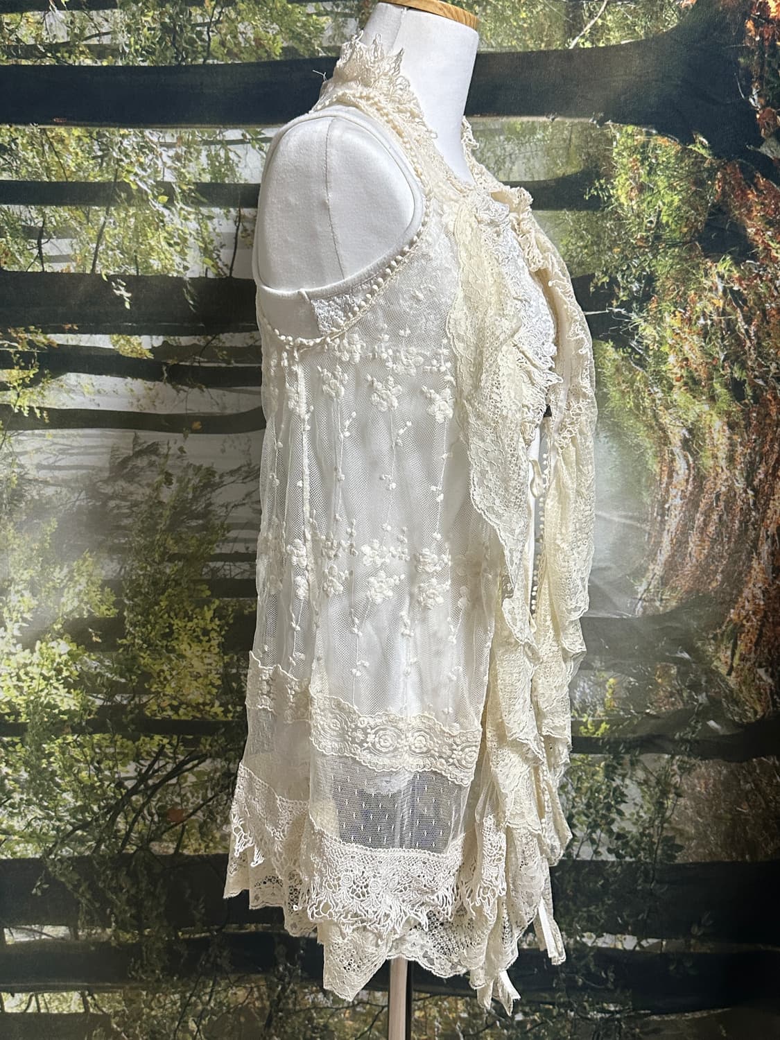 빈티지 아이보리 레이스 조끼 모리 모리걸 레이어드 상품이미지5