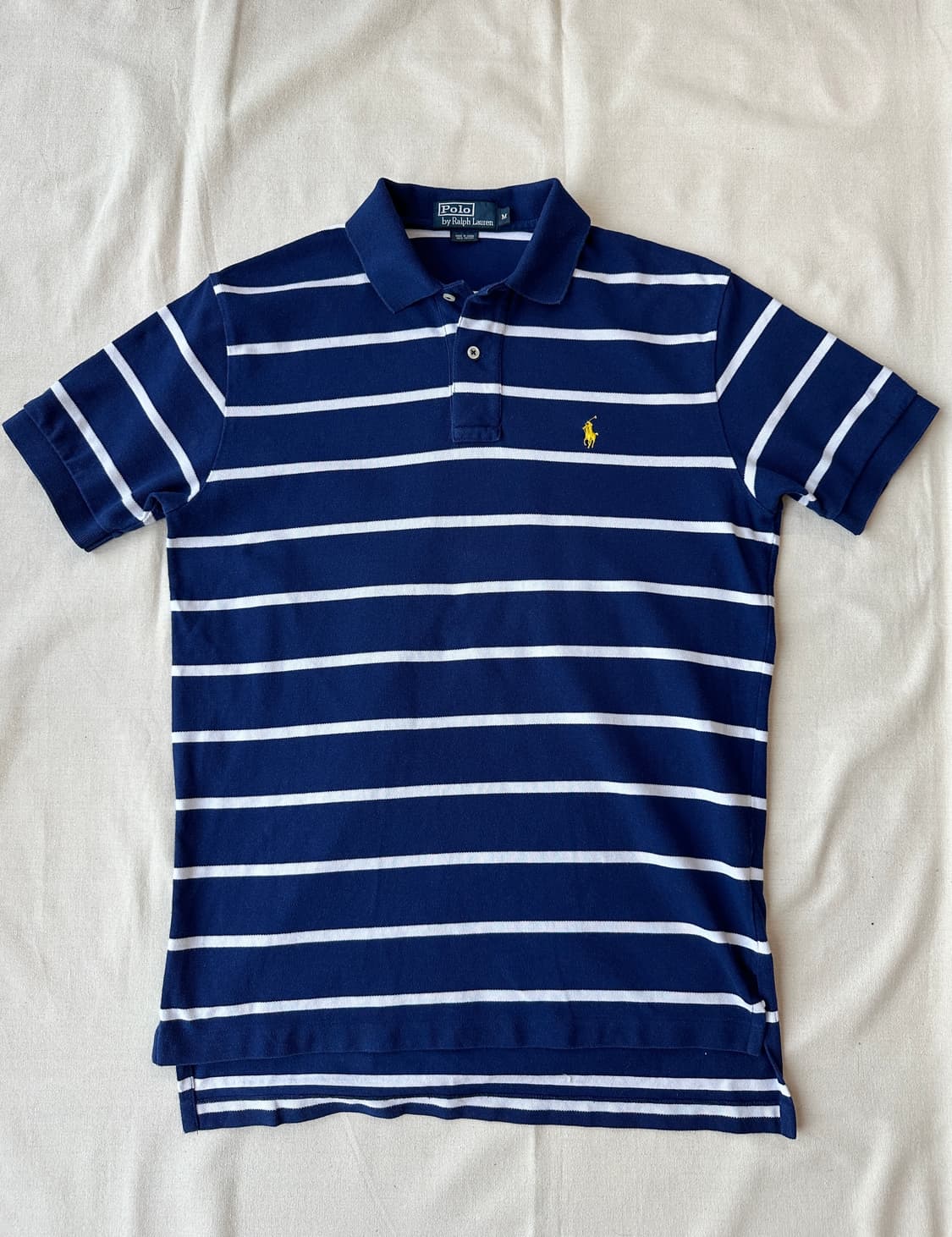 폴로 랄프로렌 스트라이프 피케 반팔 카라티 블루 M 상품이미지1