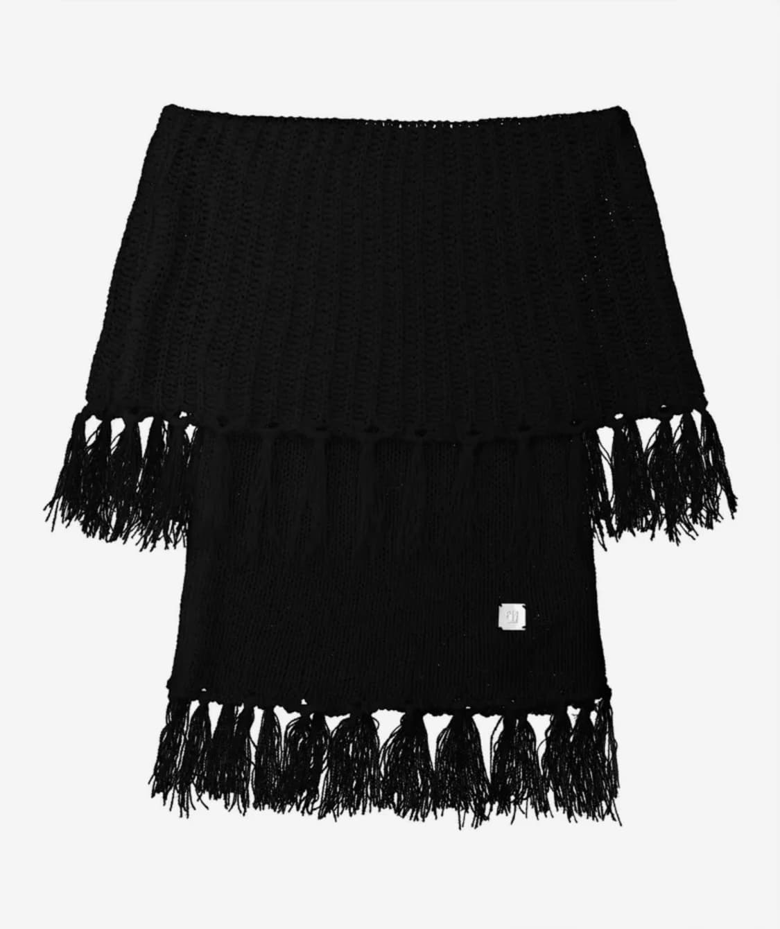 트리밍버드 테슬 오프숄더 니트 블랙 상품이미지4