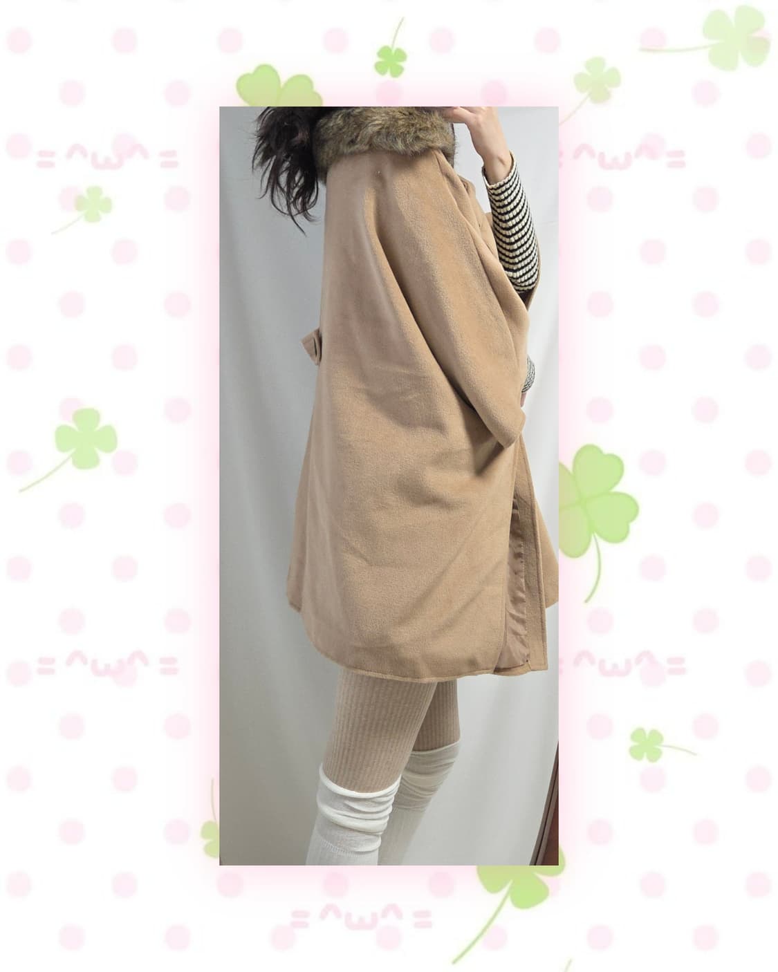 박시 아방 카멜 케이프 코트 상품이미지5