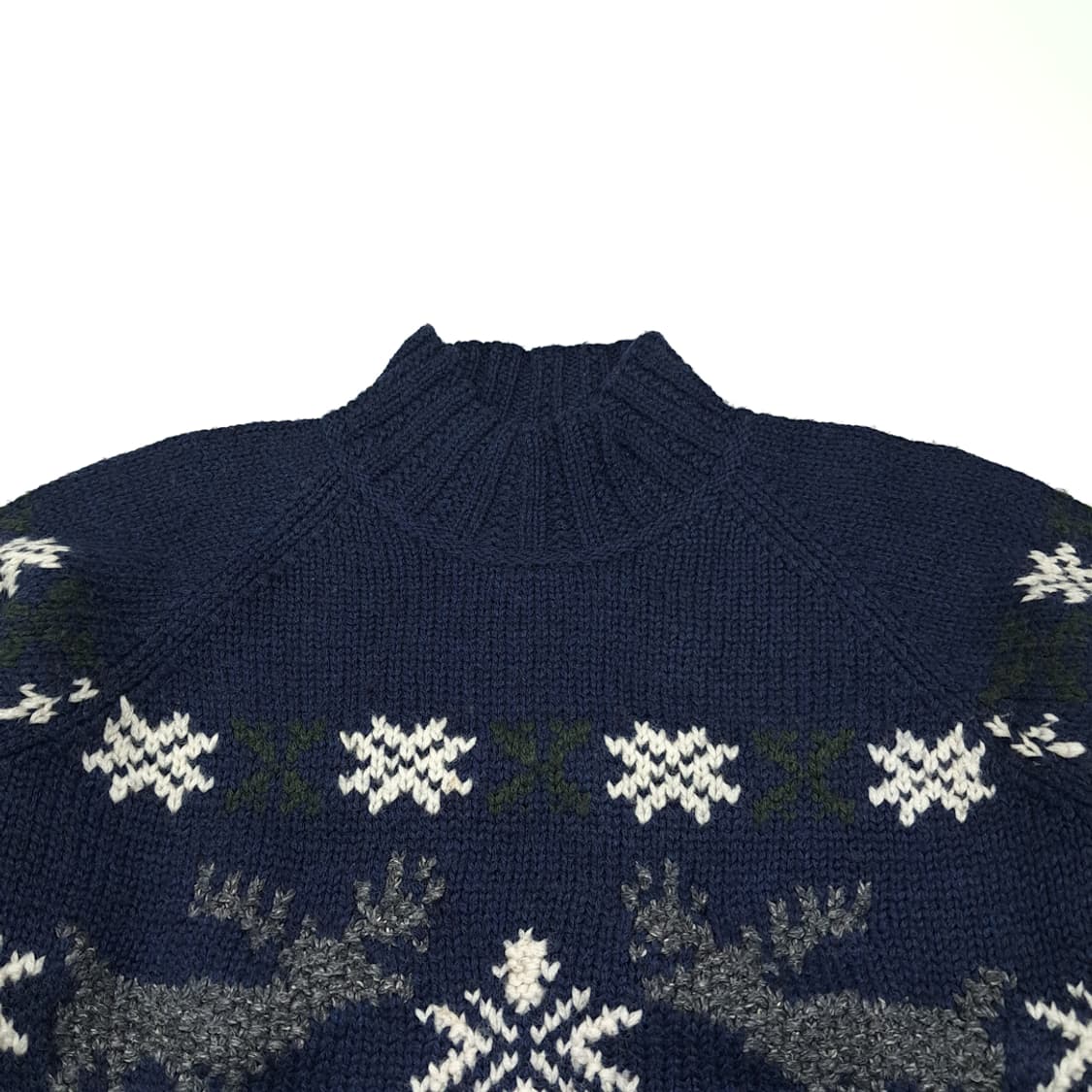 CL068 M 엘엘빈 90s 노르딕 패턴 울 실크 혼방 터틀넥 니트 상품이미지2