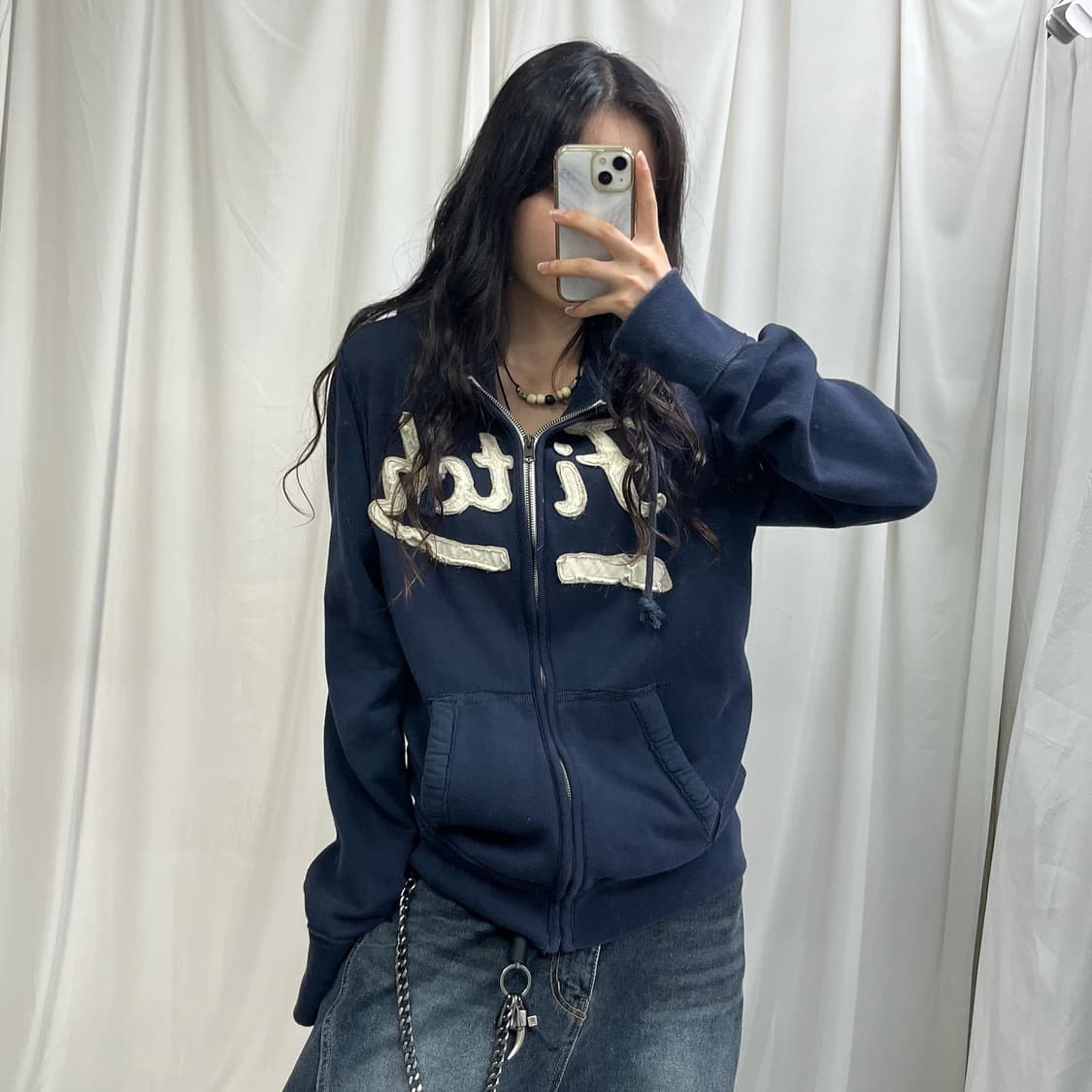 Abercrombie navy hood zip-up 상품이미지3