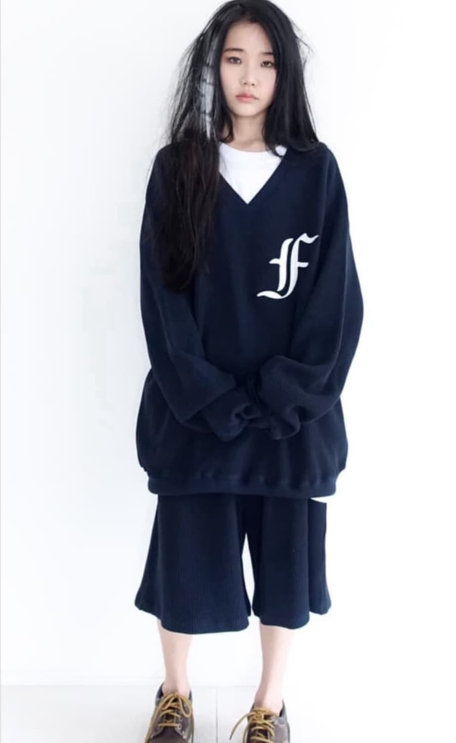 샵페어리 와플 맨투맨 네이비 상품이미지1