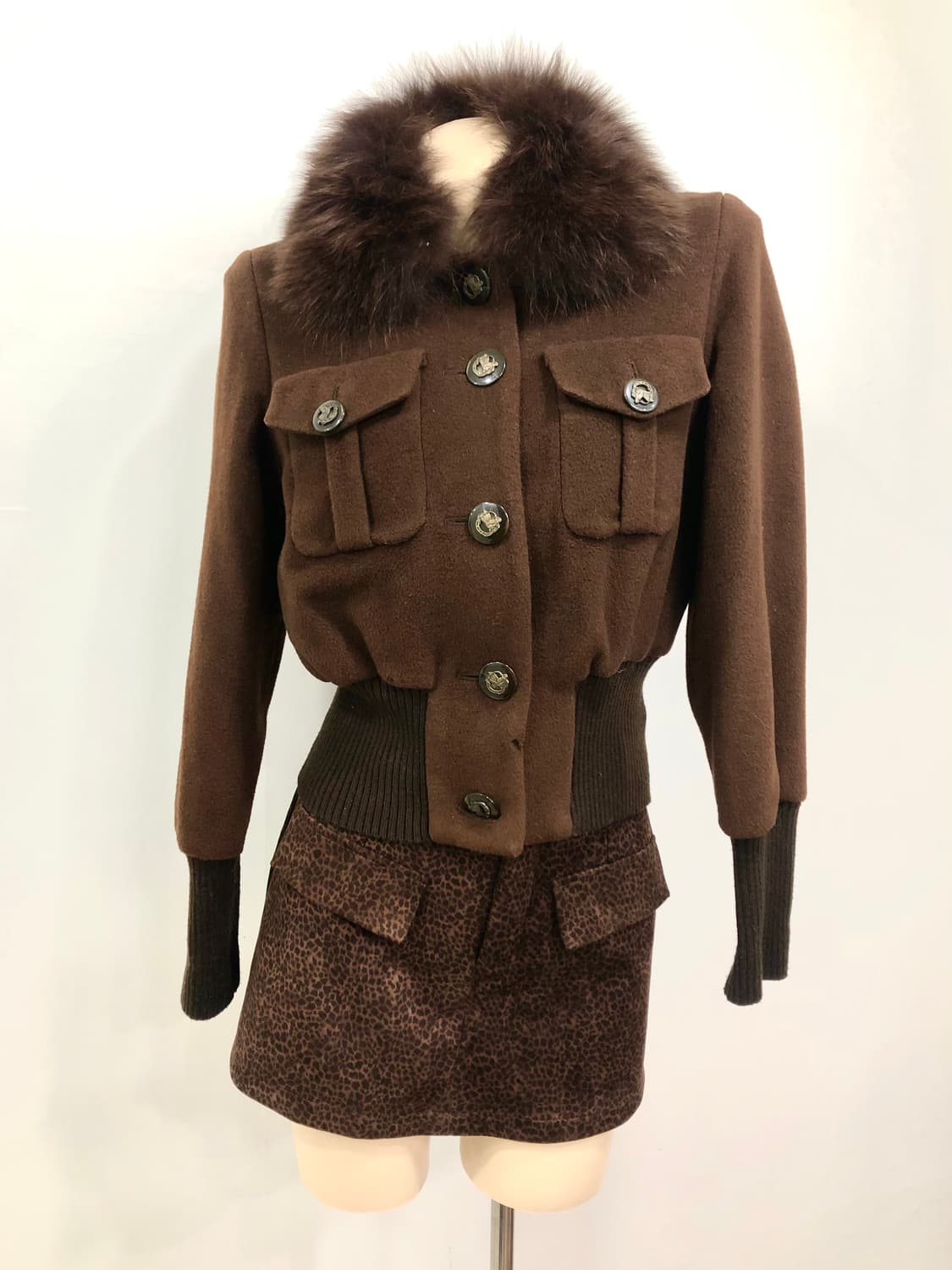 JESSI NEWYORK brown fur collar jacket  상품이미지1