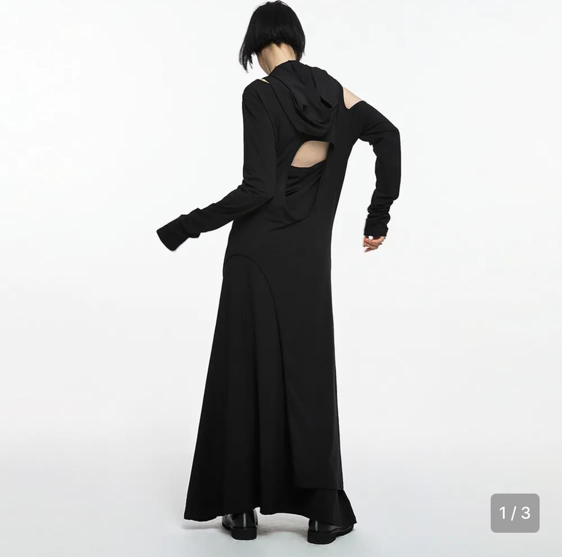 나체 투피스 레이어드 후디 드레스 블랙 0사이즈 상품이미지1