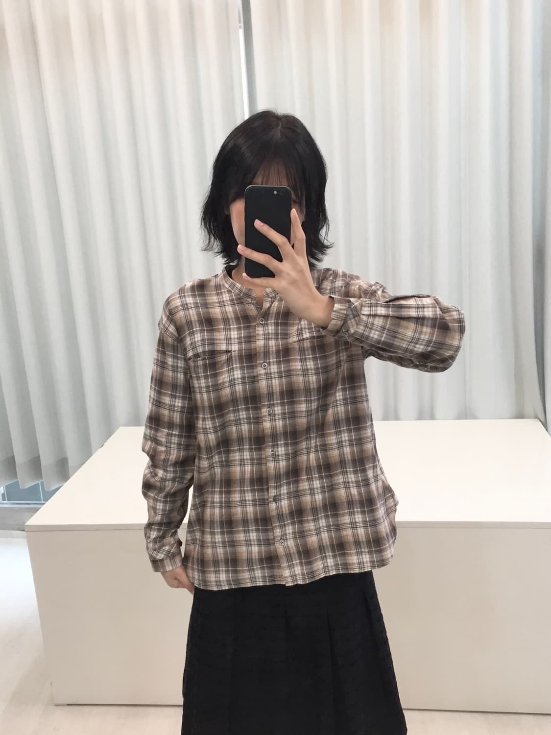 빈티지 모카 체크 셔츠 상품이미지2