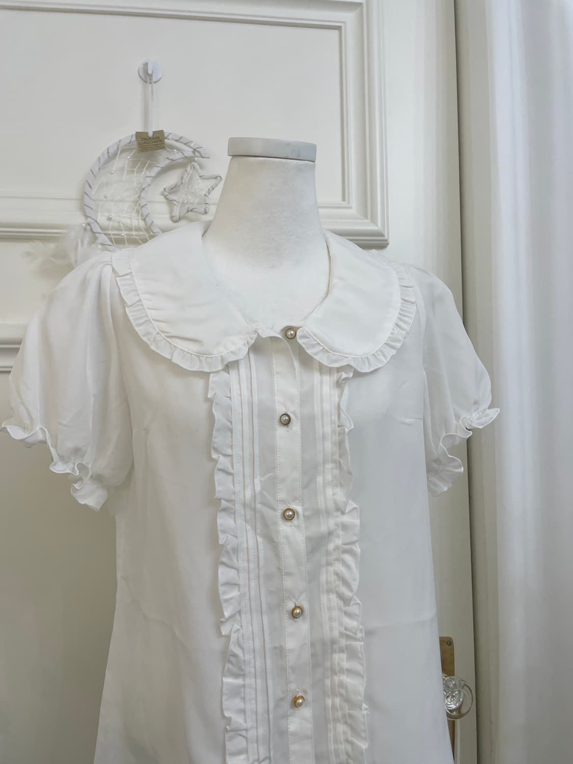 white collar lovely blouse&black lace ru 상품이미지9