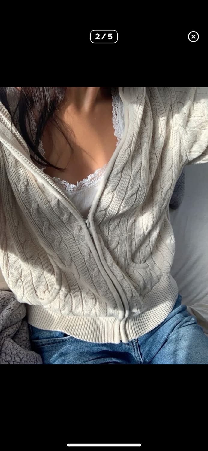 브랜디멜빌 아르나 니트 후드 집업 아이보리 상품이미지3