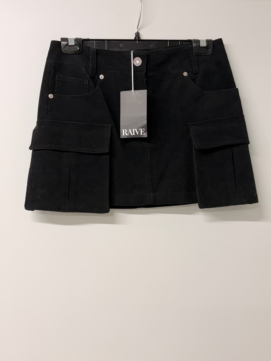 레이브 RAIVE 블랙 코듀로이 미니 스커트 S (새상품) 상품이미지1